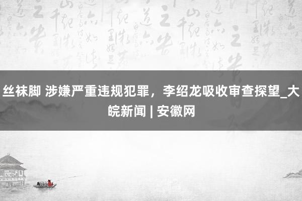 丝袜脚 涉嫌严重违规犯罪，李绍龙吸收审查探望_大皖新闻 | 安徽网
